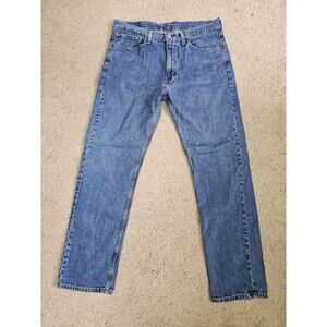 Levi’s 505 Regular Fit Men Mid Rise Straight Blue Jeans Size 36x32 Denim